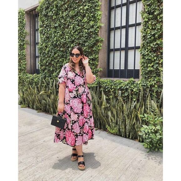 H&M Floral Print Puff sleeve Dress Viscose - Picture 7 of 16